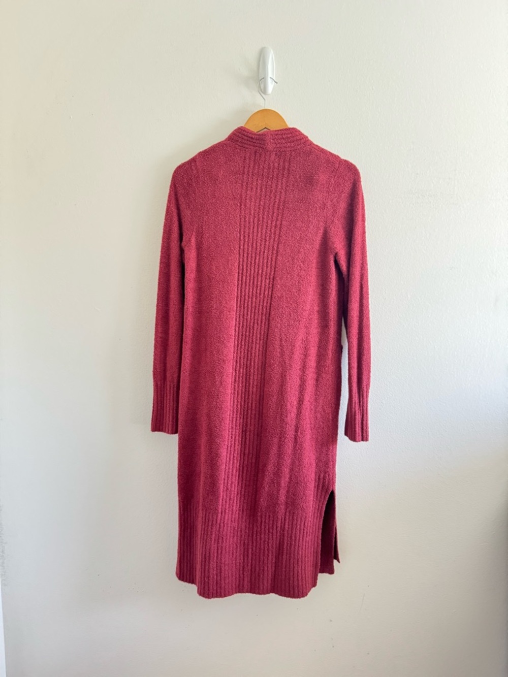 Barefoot Dreams CozyChic Lite Catalina Long Cardigan in Garnet Red size XS - Picture 3 of 8